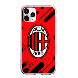 Чехол iPhone 11 Pro матовый AC MILAN МИЛАН, цвет: 3D-розовый