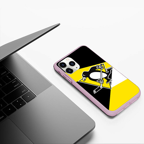 Чехол iPhone 11 Pro матовый Pittsburgh Penguins Exclusive / 3D-Розовый – фото 3