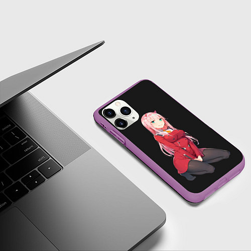 Чехол iPhone 11 Pro матовый ZeroTwo Darling in the Franx / 3D-Фиолетовый – фото 3