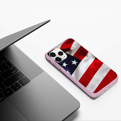 Чехол iPhone 11 Pro матовый США USA / 3D-Розовый – фото 3