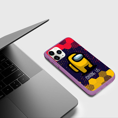 Чехол iPhone 11 Pro матовый AMONG US АМОНГ АС / 3D-Фиолетовый – фото 3