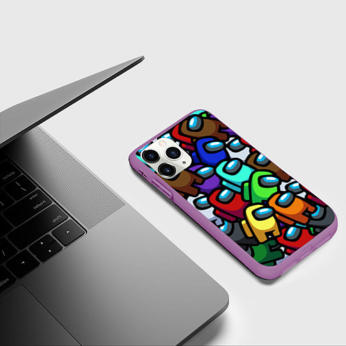 Чехол iPhone 11 Pro матовый Among us / 3D-Фиолетовый – фото 3