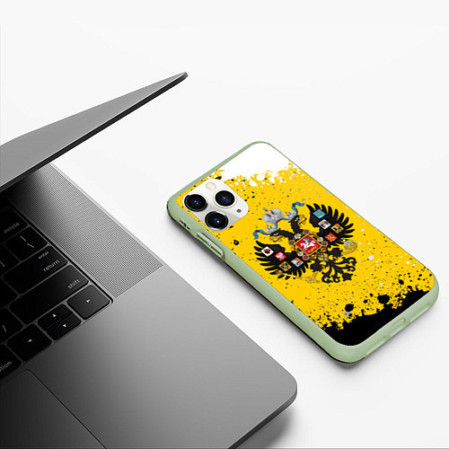 Чехол iPhone 11 Pro матовый РОССИЙСКАЯ ИМПЕРИЯ / 3D-Салатовый – фото 3