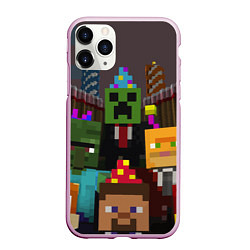 Чехол iPhone 11 Pro матовый Minecraft - characters - video game, цвет: 3D-розовый