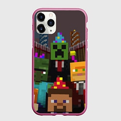 Чехол iPhone 11 Pro матовый Minecraft - characters - video game, цвет: 3D-малиновый