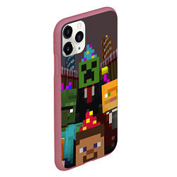 Чехол iPhone 11 Pro матовый Minecraft - characters - video game, цвет: 3D-малиновый — фото 2