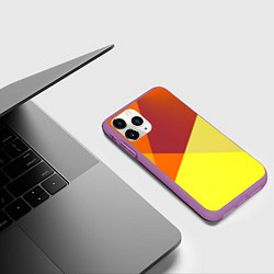 Чехол iPhone 11 Pro матовый Оранжевые углы, цвет: 3D-фиолетовый — фото 2