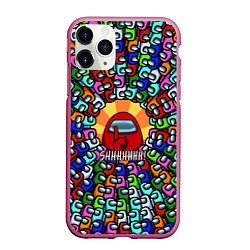 Чехол iPhone 11 Pro матовый Among Us SHHHHHHH!, цвет: 3D-малиновый
