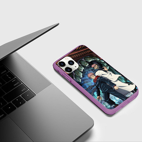 Чехол iPhone 11 Pro матовый Jujutsu Kaisen Sukuna подземелье / 3D-Фиолетовый – фото 3