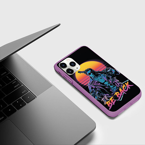 Чехол iPhone 11 Pro матовый I WILL BE BACK TERMINATOR / 3D-Фиолетовый – фото 3