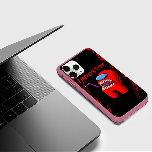 Чехол iPhone 11 Pro матовый AMONG US - MONSTER / 3D-Малиновый – фото 3