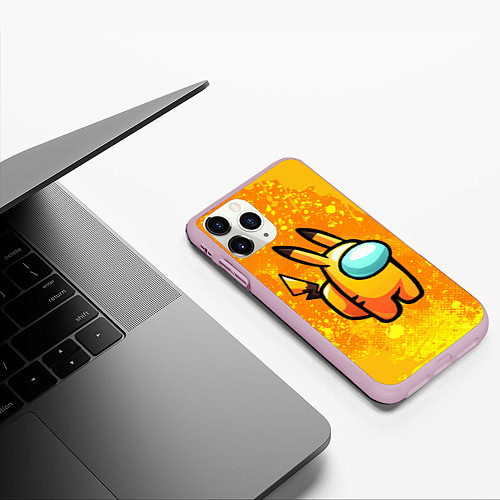 Чехол iPhone 11 Pro матовый AMONG US - Pikachu / 3D-Розовый – фото 3