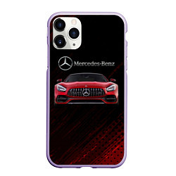 Чехол iPhone 11 Pro матовый Mercedes Benz AMG, цвет: 3D-светло-сиреневый