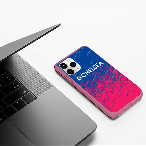 Чехол iPhone 11 Pro матовый Chelsea Челси / 3D-Малиновый – фото 3