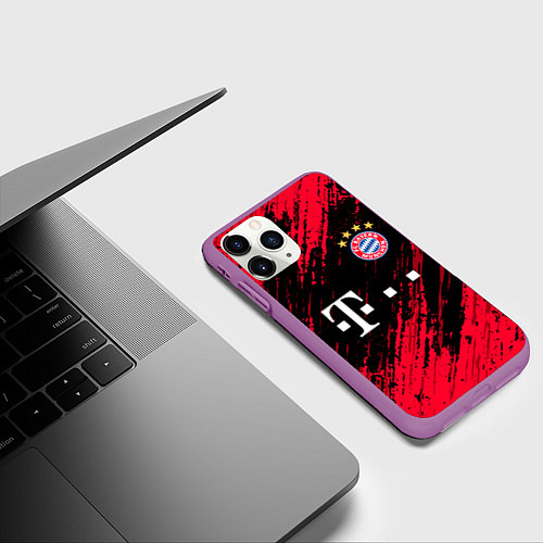 Чехол iPhone 11 Pro матовый BAYERN MUNCHEN БАВАРИЯ / 3D-Фиолетовый – фото 3