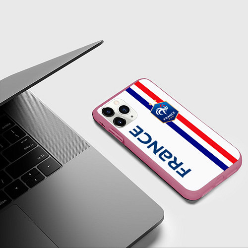 Чехол iPhone 11 Pro матовый СБОРНАЯ ФРАНЦИЯ / 3D-Малиновый – фото 3