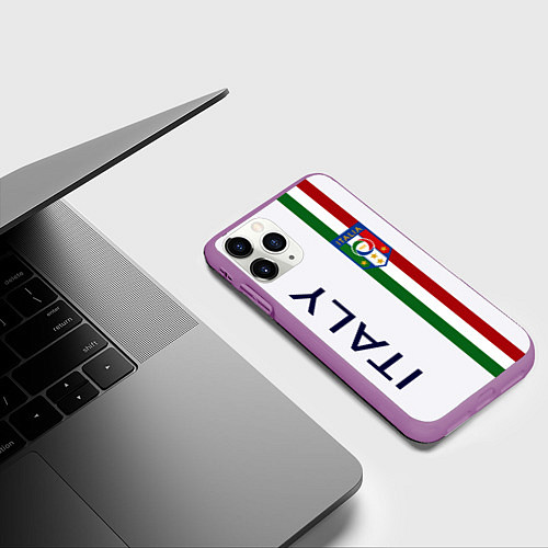 Чехол iPhone 11 Pro матовый СБОРНАЯ ИТАЛИИ / 3D-Фиолетовый – фото 3