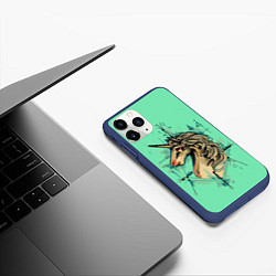 Чехол iPhone 11 Pro матовый Единорог акварель, цвет: 3D-тёмно-синий — фото 2