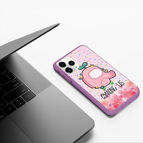 Чехол iPhone 11 Pro матовый Among Us girl / 3D-Фиолетовый – фото 3