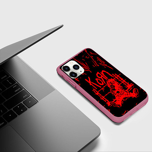 Чехол iPhone 11 Pro матовый Korn / 3D-Малиновый – фото 3