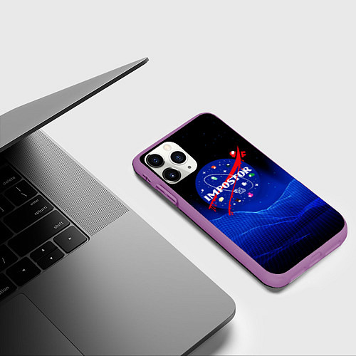 Чехол iPhone 11 Pro матовый IMPOSTOR NASA / 3D-Фиолетовый – фото 3
