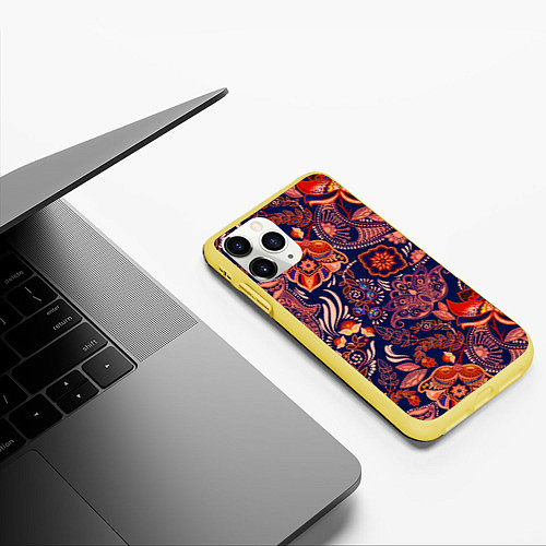 Чехол iPhone 11 Pro матовый Ornament-$ / 3D-Желтый – фото 3