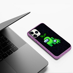 Чехол iPhone 11 Pro матовый Among us Lime kid lime, цвет: 3D-фиолетовый — фото 2