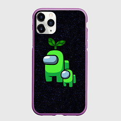 Чехол iPhone 11 Pro матовый Among us Lime kid lime, цвет: 3D-фиолетовый