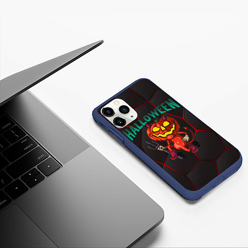 Чехол iPhone 11 Pro матовый Halloween / 3D-Тёмно-синий – фото 3