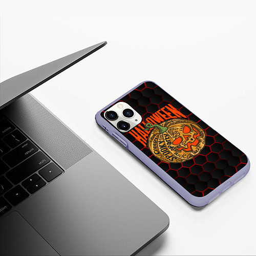 Чехол iPhone 11 Pro матовый Halloween / 3D-Светло-сиреневый – фото 3