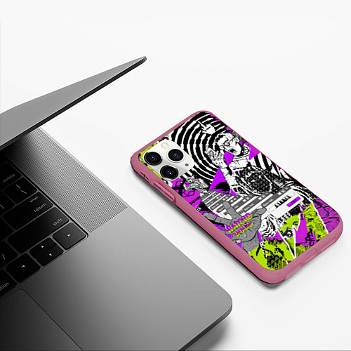 Чехол iPhone 11 Pro матовый Watch Dogs: Legion / 3D-Малиновый – фото 3