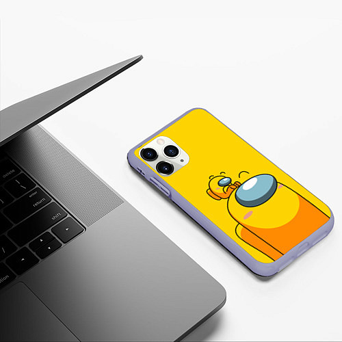 Чехол iPhone 11 Pro матовый AMONG US YELLOW / 3D-Светло-сиреневый – фото 3