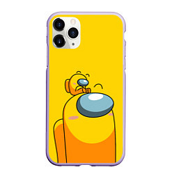 Чехол iPhone 11 Pro матовый AMONG US YELLOW, цвет: 3D-светло-сиреневый