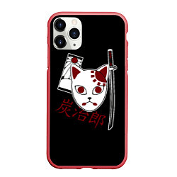 Чехол iPhone 11 Pro матовый Маска Танджиро, цвет: 3D-красный