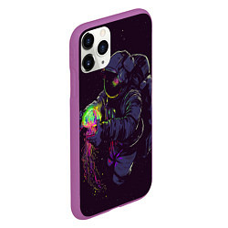 Чехол iPhone 11 Pro матовый Медуза и космонавт, цвет: 3D-фиолетовый — фото 2