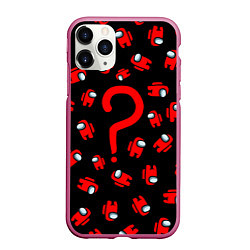 Чехол iPhone 11 Pro матовый Among us, Who?, цвет: 3D-малиновый