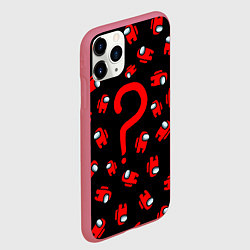 Чехол iPhone 11 Pro матовый Among us, Who?, цвет: 3D-малиновый — фото 2