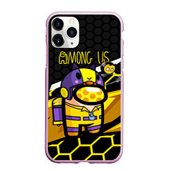 Чехол iPhone 11 Pro матовый Among us пчела, цвет: 3D-розовый