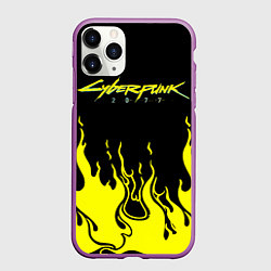 Чехол iPhone 11 Pro матовый CYBERPUNK 2077, цвет: 3D-фиолетовый