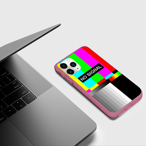 Чехол iPhone 11 Pro матовый NO SIGNAL / 3D-Малиновый – фото 3