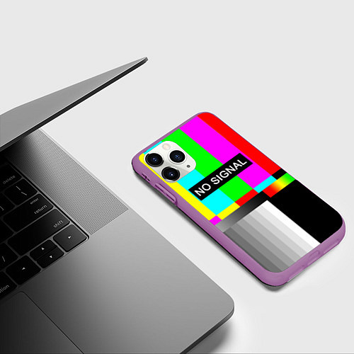 Чехол iPhone 11 Pro матовый NO SIGNAL / 3D-Фиолетовый – фото 3