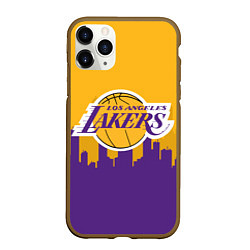 Чехол iPhone 11 Pro матовый LOS ANGELES LAKERS, цвет: 3D-коричневый