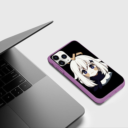 Чехол iPhone 11 Pro матовый Genshin Impact Paimon / 3D-Фиолетовый – фото 3