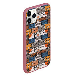 Чехол iPhone 11 Pro матовый Котейки, цвет: 3D-малиновый — фото 2
