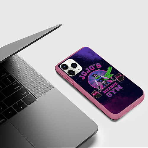 Чехол iPhone 11 Pro матовый JoJo’s Bizarre Adventure Gym / 3D-Малиновый – фото 3