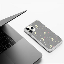 Чехол iPhone 11 Pro матовый Луна и звезды, цвет: 3D-белый — фото 2