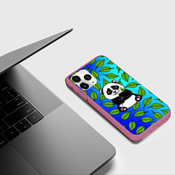 Чехол iPhone 11 Pro матовый Панда, цвет: 3D-малиновый — фото 2