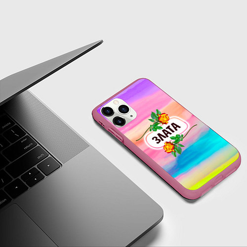 Чехол iPhone 11 Pro матовый Злата / 3D-Малиновый – фото 3