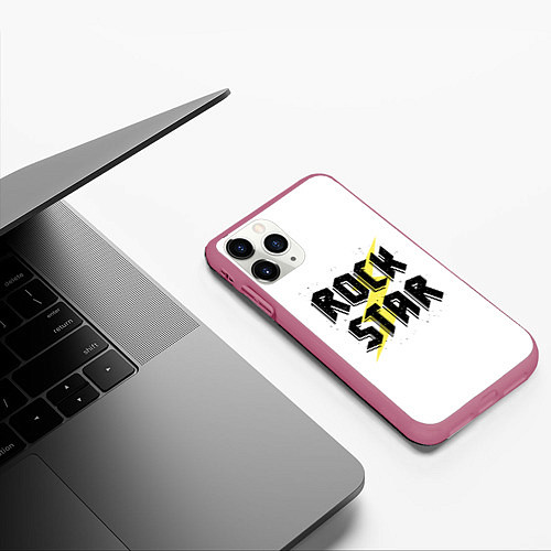 Чехол iPhone 11 Pro матовый Rock star / 3D-Малиновый – фото 3