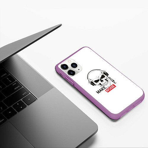 Чехол iPhone 11 Pro матовый Make some noise / 3D-Фиолетовый – фото 3